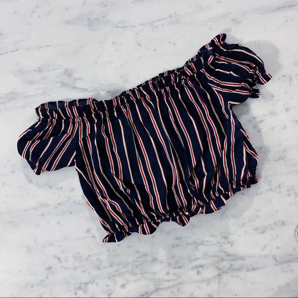 Blue Striped Crop Top - Picture 2 of 8